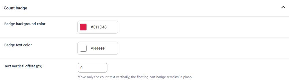 Floating cart count badge