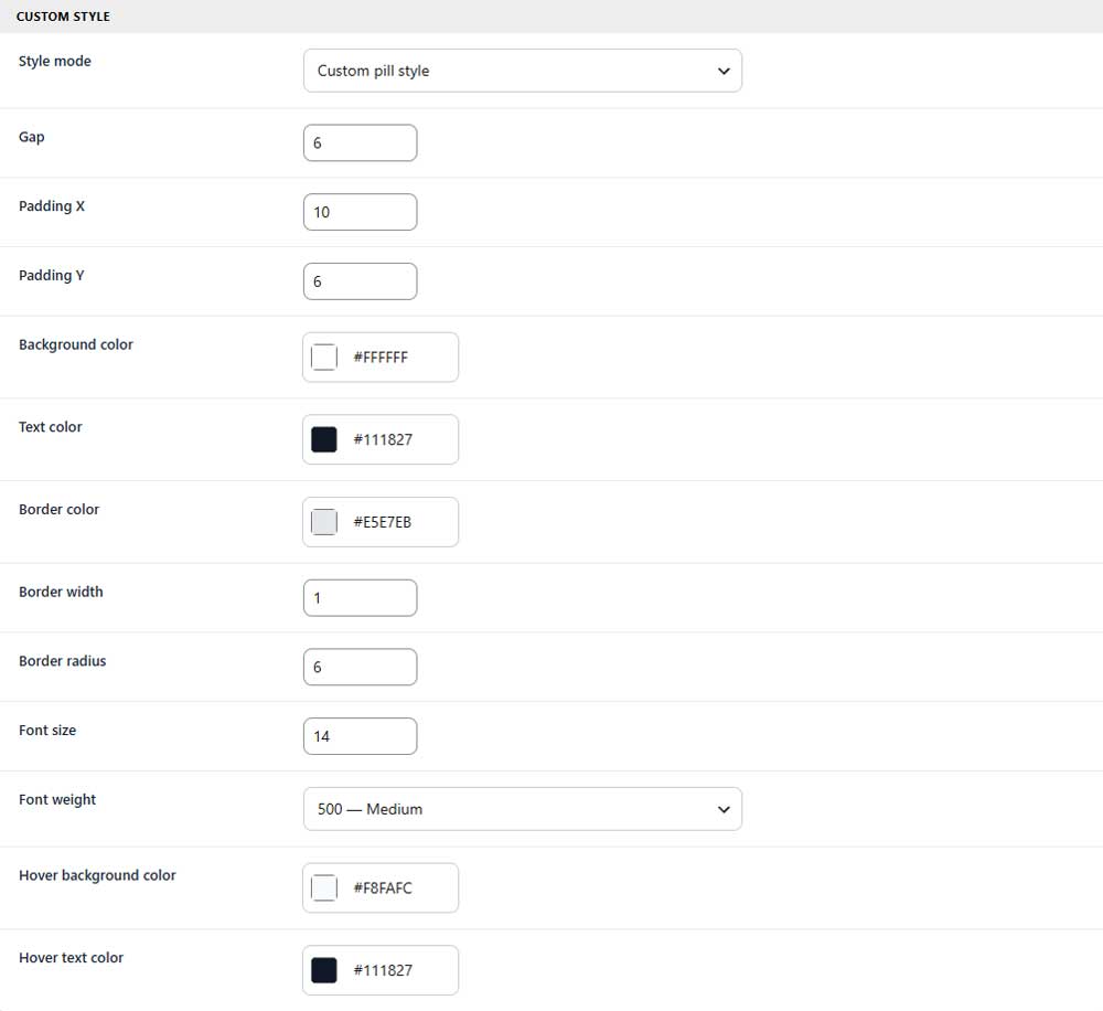 Menu trigger custom style