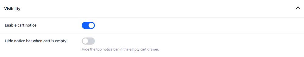 cart notice visibility