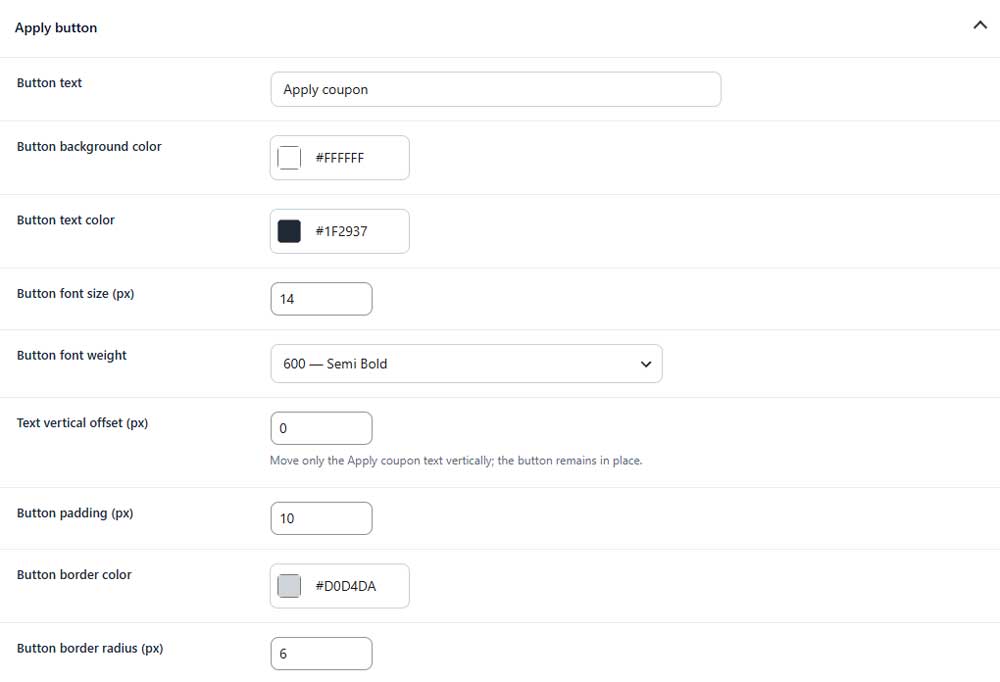 coupon apply button