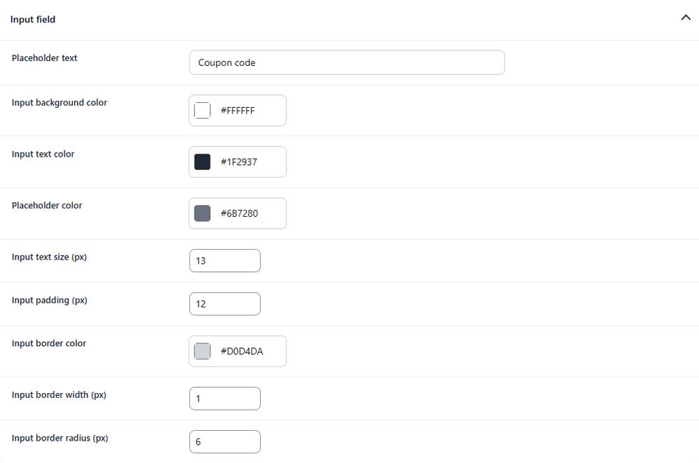 coupon input field
