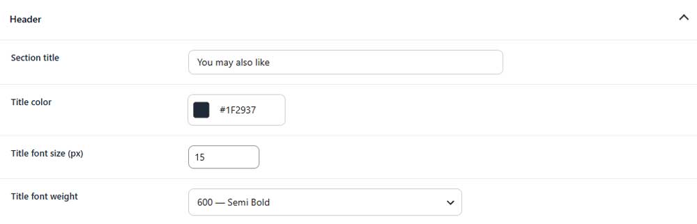 recommended product design header