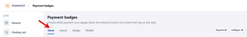 payment badges icon tab