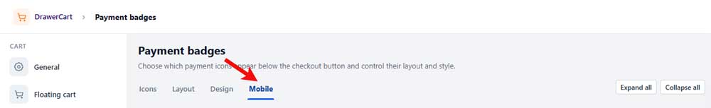 payment badges mobile