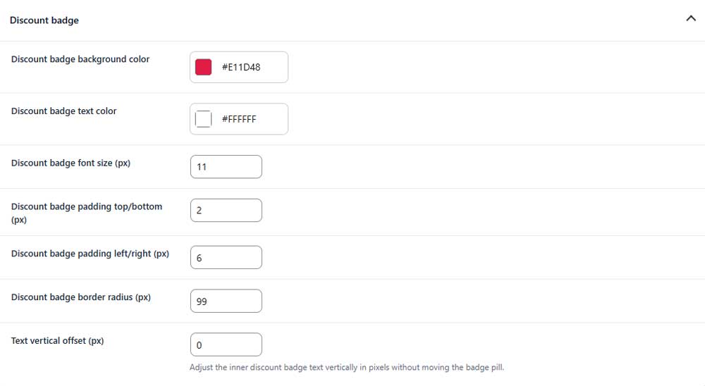 product card discount badge design