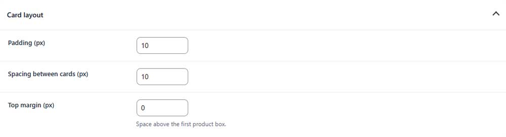 product card layout