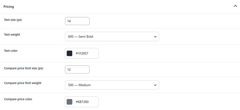 product card pricing design