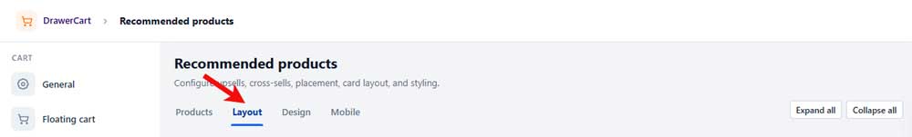 Recommended products tab