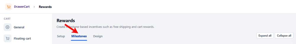 reward milestones tab