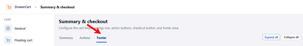 summary footer tab